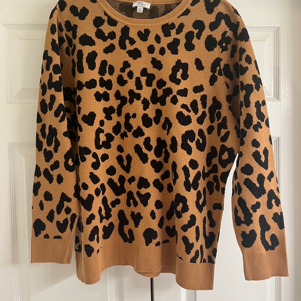 Kim Rogers Leopard Print Sweater - Tan and Black